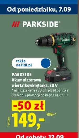 Wiertarkowkrętarka akumulatorowa Parkside