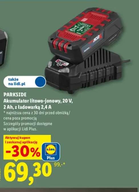 Akumulator litowo-jonowy z ładowarką Parkside