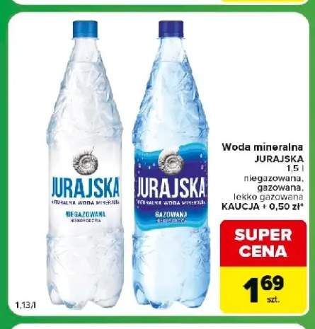 Woda mineralna gazowana Jurajska lekko +2 warianty