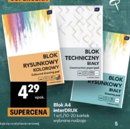 Blok rysunkowy kolorowy A4 interDRUK +2 warianty