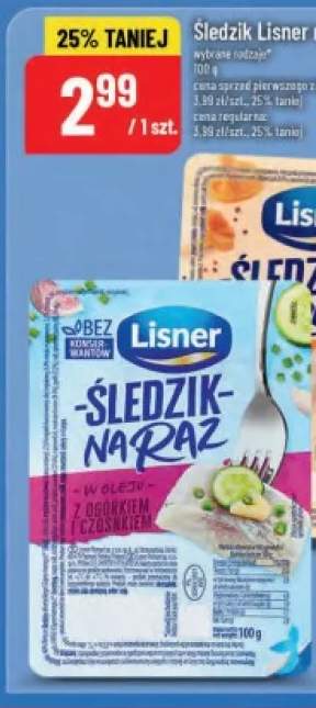 Śledzik na raz w oleju z ogórkiem i czosnkiem Lisner
