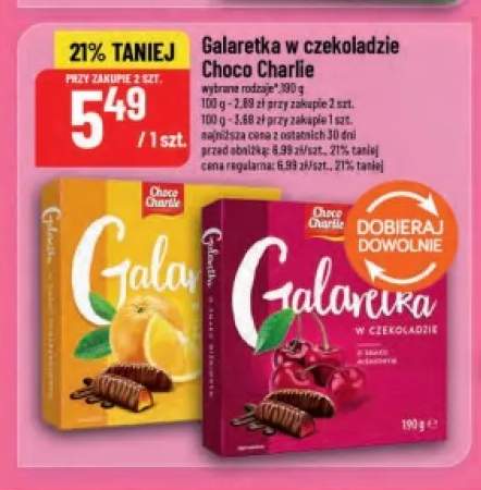 Galaretka w czekoladzie Choco Charlie o smaku pomarańczowym +1 wariant