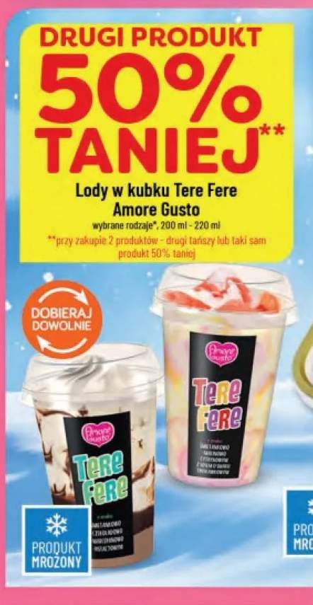 Lody w kubku Tere Fere Amore Gusto śmietankowo-czekoladowo-marcepanowo-pistacjowe +1 wariant