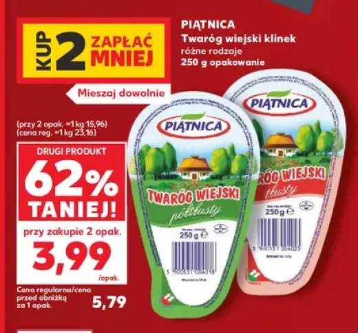 Twaróg wiejski klinek półtłusty Piątnica +1 wariant