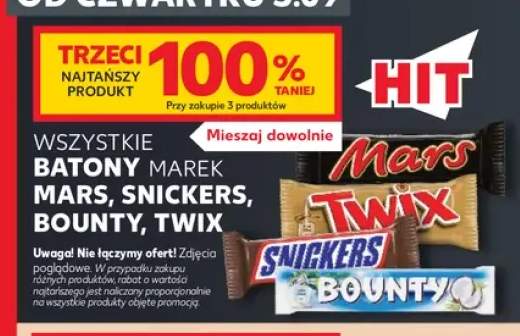 Batony marek Mars, Snickers, Bounty, Twix +4 warianty