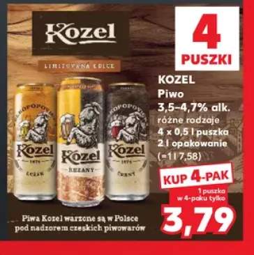 Piwo Kozel Ležák 4-pak 500 ml +2 warianty
