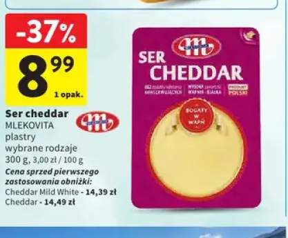 Ser cheddar w plastrach Mlekovita +1 wariant