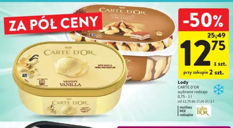 Lody Carte D'Or Velvety Vanilla +1 wariant