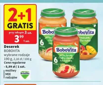 Deserek BoboVita jabłka banany i maliny z kaszką kukurydzianą +2 warianty