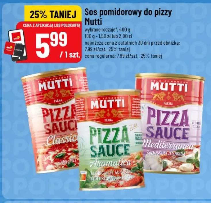Sos pomidorowy do pizzy Mutti Mediterranea +2 warianty