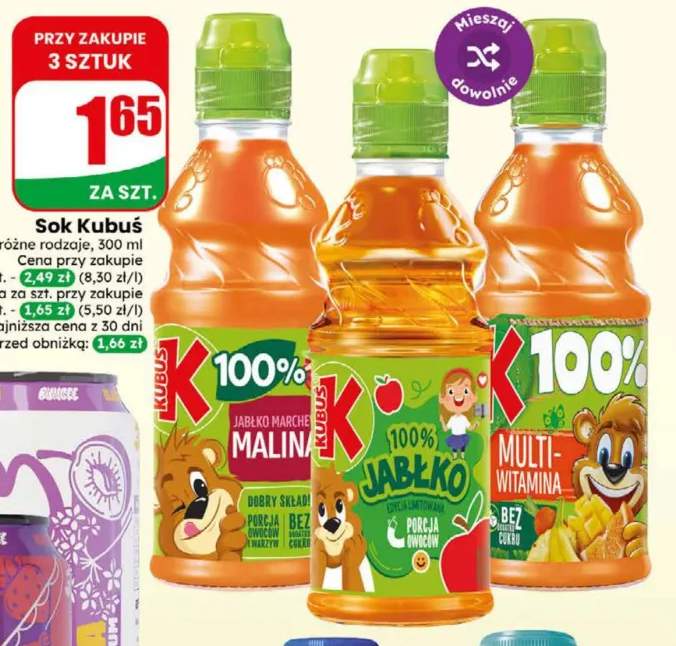 Sok Kubuś jabłko marchew malina +2 warianty