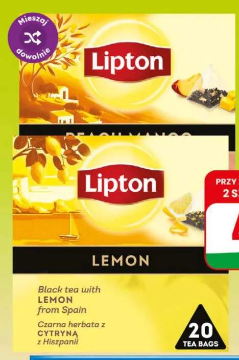 Herbata czarna aromatyzowana Lipton Lemon +1 wariant