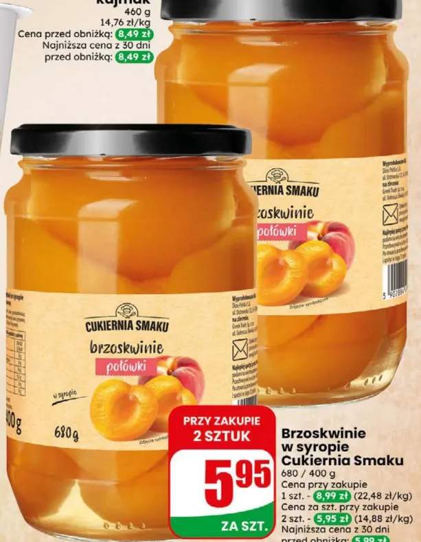 Brzoskwinie w syropie Cukiernia Smaku