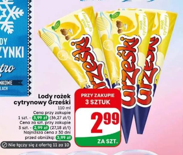 Lody rożek cytrynowy Grześki