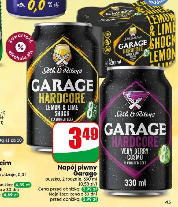 Napój piwny Garage Hardcore Lemon & Lime Shock +1 wariant