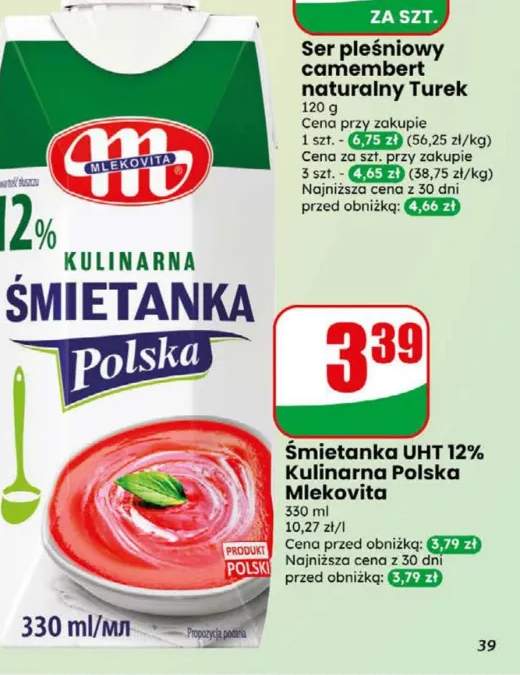 Śmietanka UHT Kulinarna Polska Mlekovita 12%