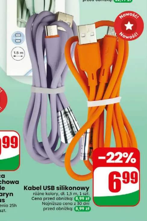 Kabel USB silikonowy dł. 1,5 m