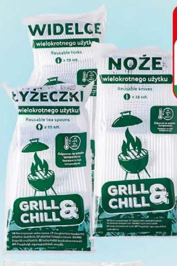 Sztućce transparentne wielokrotnego użytku noże Grill & Chill +2 warianty