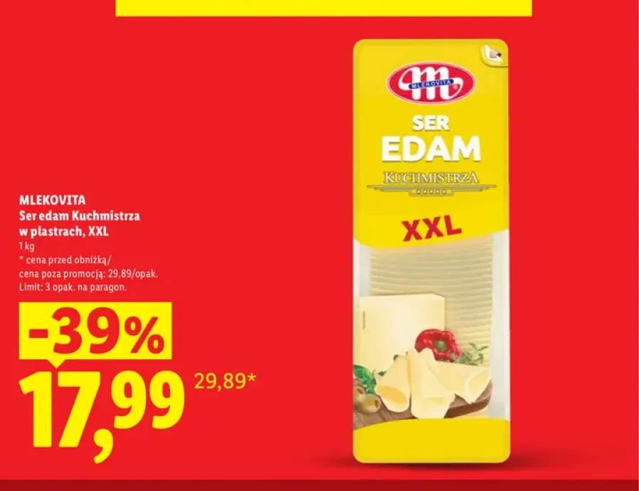 Ser edam Kuchmistrza w plastrach XXL Mlekovita