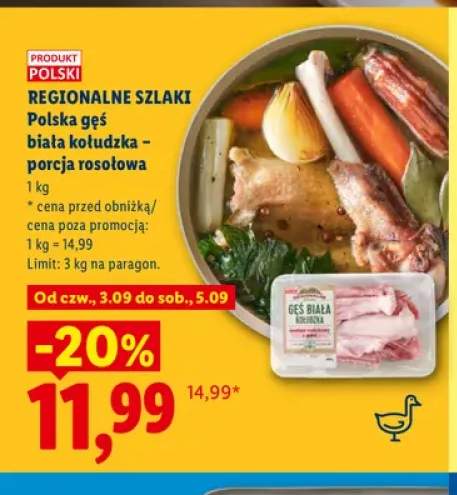 Polska gęś biała kołudzka - porcja rosołowa Regionalne Szlaki