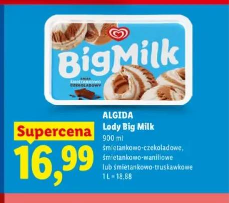 Lody Big Milk śmietankowo-czekoladowe Algida +2 warianty