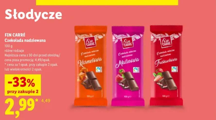 Czekolada nadziewana karmelowa Fin Carré +2 warianty