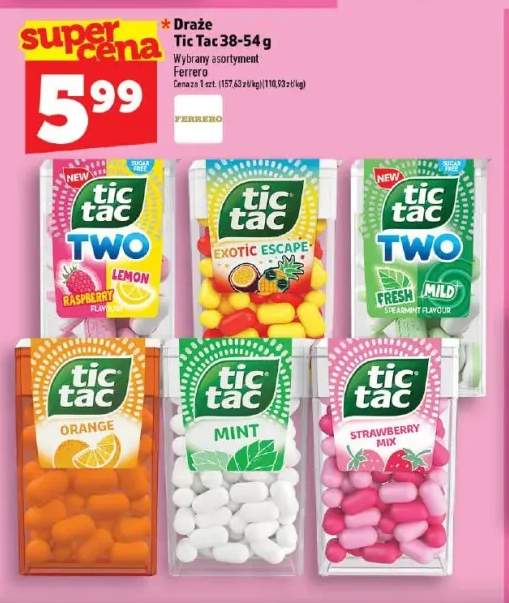 Draże Tic Tac Two Lemon Raspberry +5 wariantów