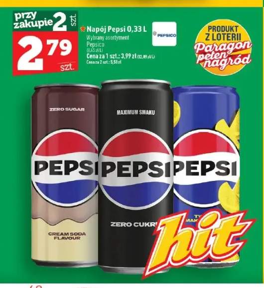 Napój gazowany Pepsi Zero Sugar Cream Soda +2 warianty