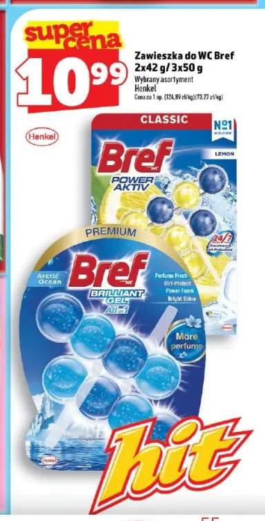 Zawieszka do WC Bref Power Aktiv Lemon 3-pak +1 wariant