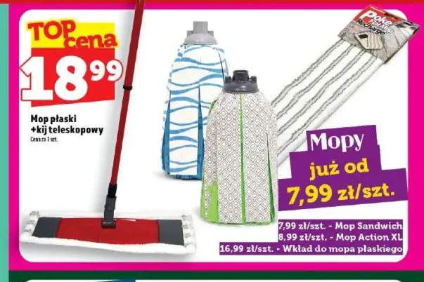 Mop płaski z kijem teleskopowym +3 warianty