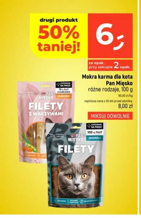 Mokra karma dla kota Pan Mięsko filety z warzywami kurczak +1 wariant