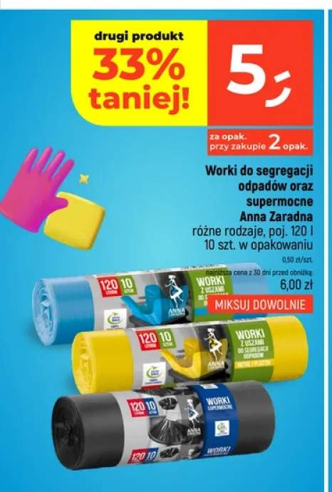 Worki do segregacji odpadów 120 l Anna Zaradna +1 wariant
