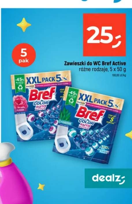 Zawieszki do WC Bref Active Eucalyptus 5-pak +1 wariant