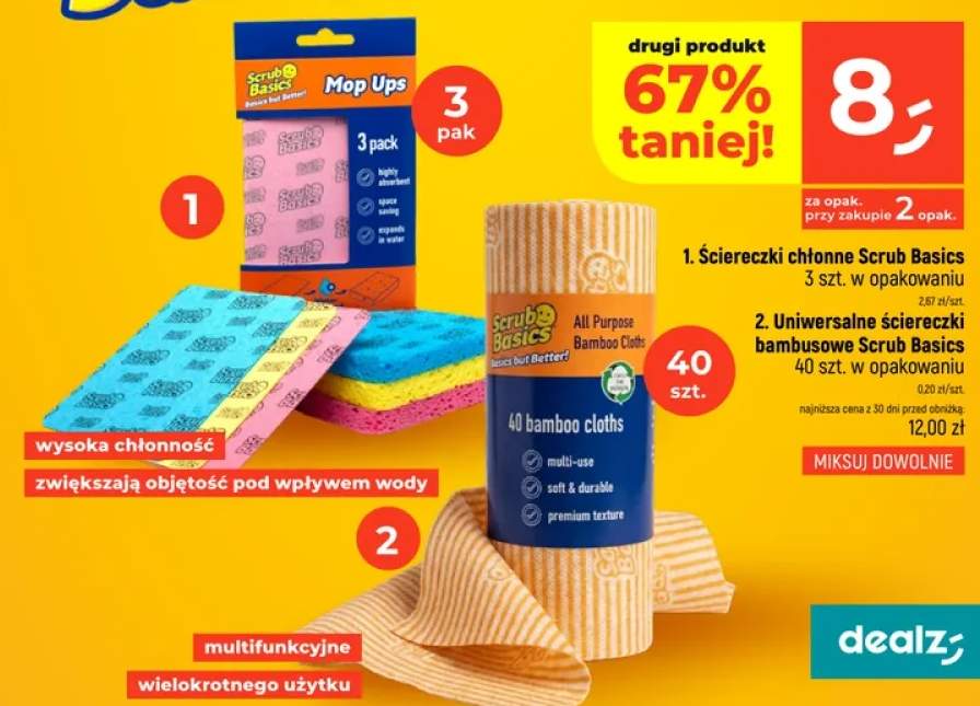 Ściereczki chłonne Scrub Basics +1 wariant