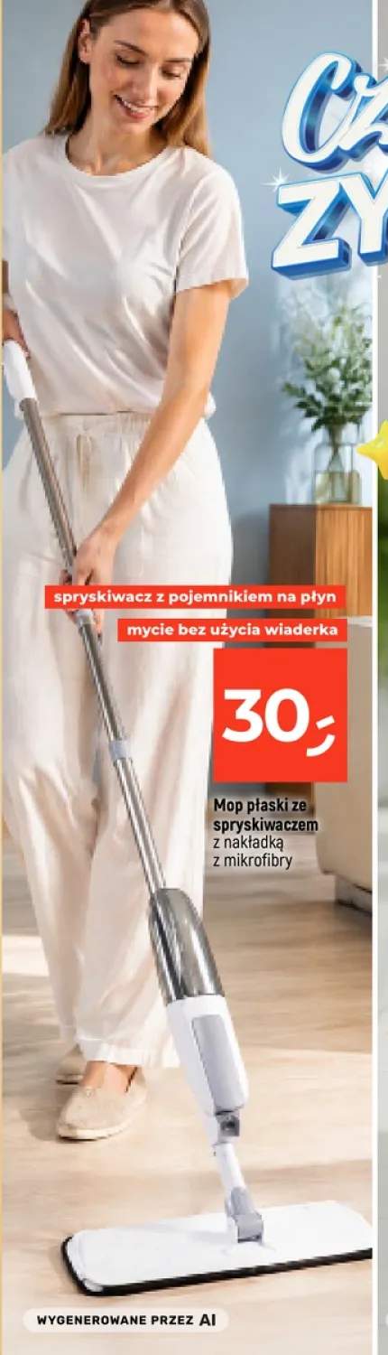 Mop płaski ze spryskiwaczem z nakładką z mikrofibry