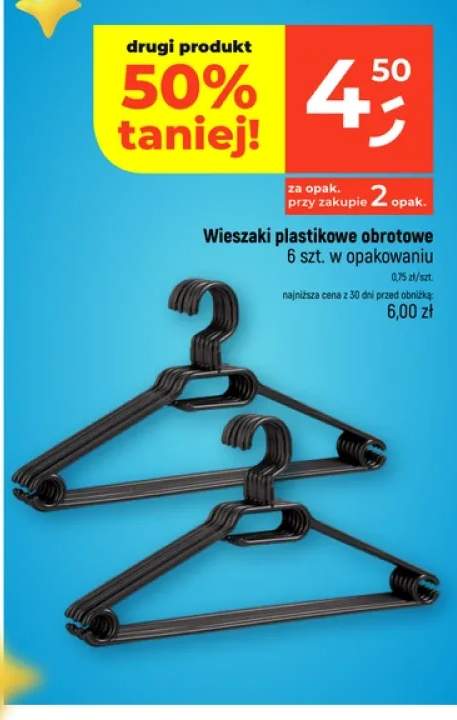 Wieszaki plastikowe obrotowe 6 szt.