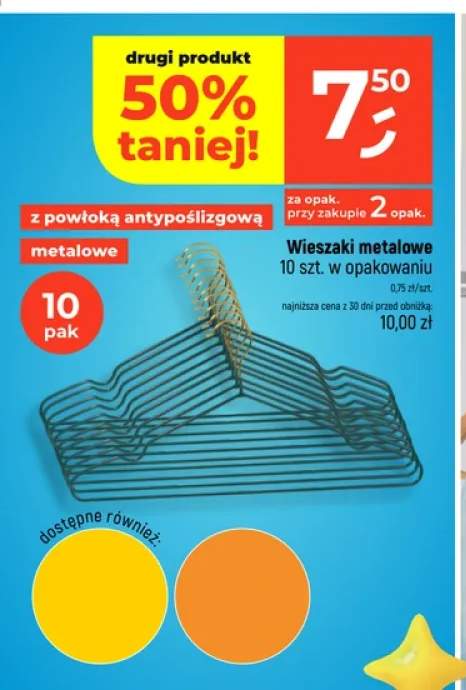 Wieszaki metalowe z powłoką antypoślizgową 10 szt.