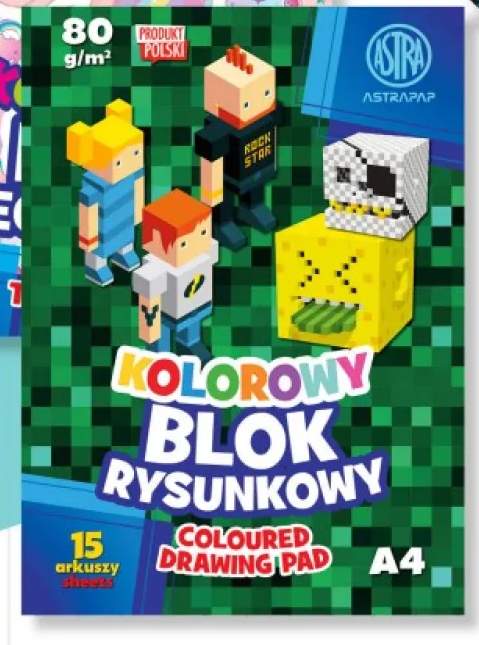 Kolorowy blok rysunkowy A4 15 arkuszy Astra
