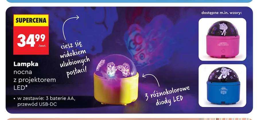 Lampka nocna z projektorem LED