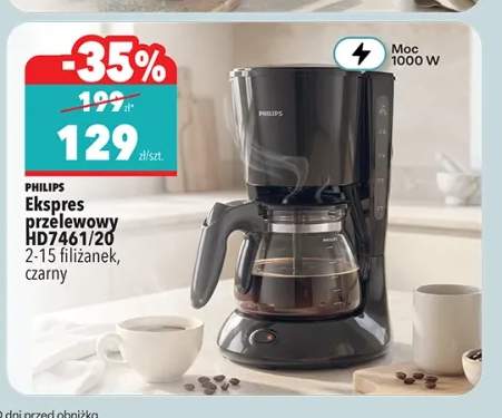 Ekspres przelewowy HD7461/20 2-15 filiżanek czarny Philips