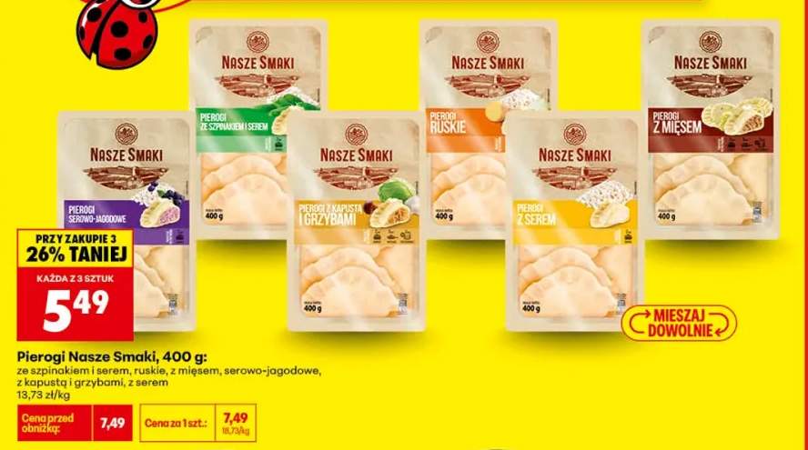 Pierogi Nasze Smaki ze szpinakiem i serem +5 wariantów