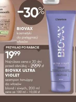Szampon tonujący do włosów blond i siwych Ultra Violet Biovax