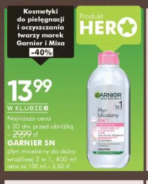 Płyn micelarny do skóry wrażliwej 3 w 1 Garnier Skin Naturals