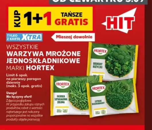 Warzywa mrożone jednoskładnikowe Hortex +3 warianty