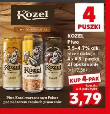 Piwo Kozel Ležák 4-pak +2 warianty