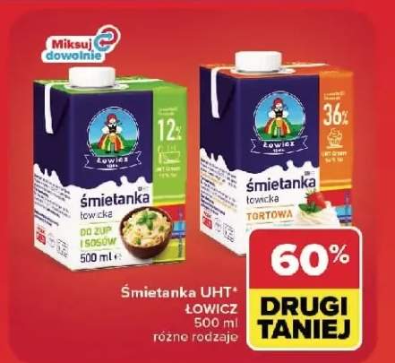Śmietanka UHT do zup i sosów Łowicz 12% +1 wariant