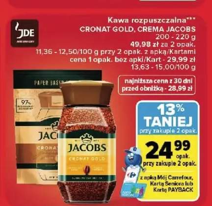Kawa rozpuszczalna Cronat Gold Jacobs +1 wariant
