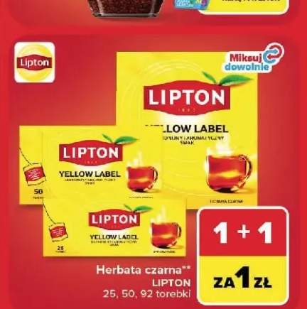 Herbata czarna Lipton Yellow Label 25 torebek +2 warianty
