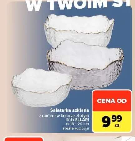 Salaterka szklana z rantem w kolorze złotym linia Ellari