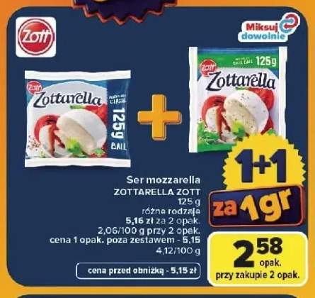 Ser mozzarella Zottarella Zott